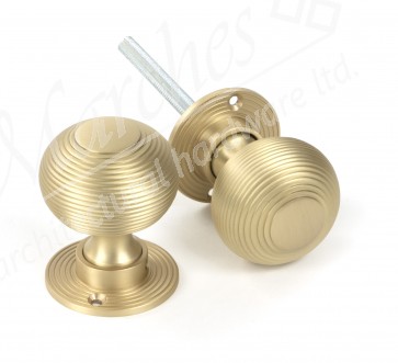 Heavy Beehive Mortice/Rim Knob Set - Satin Brass