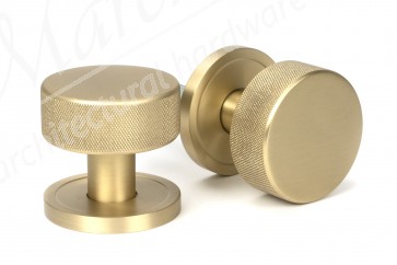 Brompton Mortice/Rim Knob Set (Plain) - Satin Brass