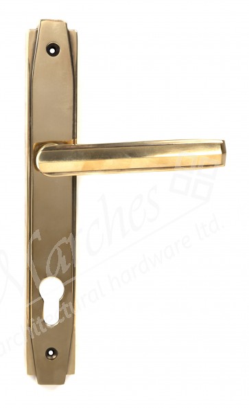 Art Deco Slimline Lever Espag. Lock Set - Aged Brass
