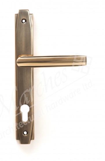 Art Deco Slimline Lever Espag. Lock Set - Polished Bronze