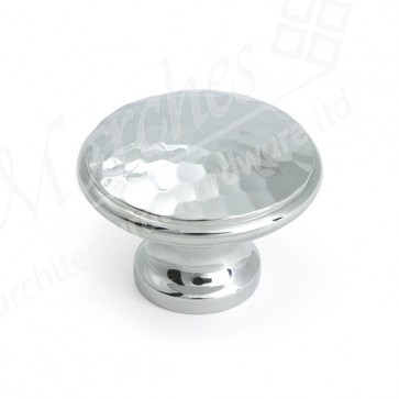 Hammered Cabinet Knob - Large - Polished Chrome