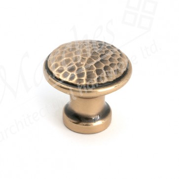Hammered Cabinet Knob - Medium - Polished Bronze