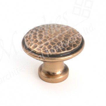 Hammered Cabinet Knob - Large - Polished Bronze