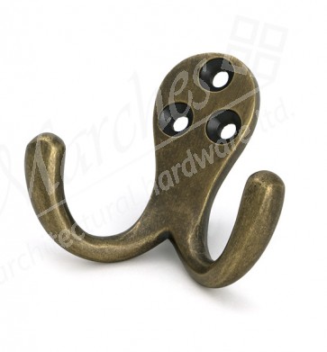 Celtic Double Robe Hook - Burnished Brass