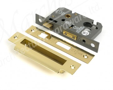 2½" Euro Profile Sash Lock - Polished Brass