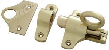 Fanlight Catch with 2 Keeps Polished Brass