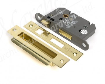 2½" Heavy Duty Bathroom Mortice Lock - Polished Brass