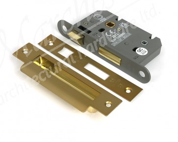 2½" Heavy Duty Bathroom Mortice Lock - Satin Brass