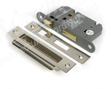 2½" Heavy Duty Bathroom Mortice Lock - Polished Nickel