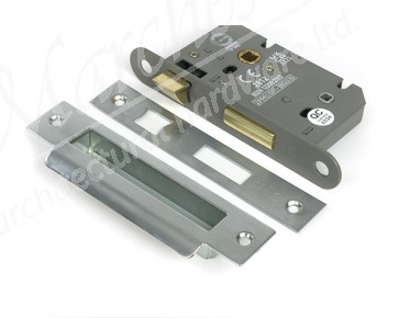 2½" Heavy Duty Bathroom Mortice Lock - Satin Chrome