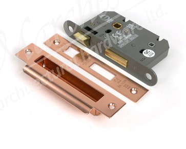 2½" Heavy Duty Bathroom Mortice Lock - Polished Bronze