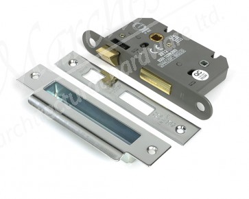 2½" Heavy Duty Bathroom Mortice Lock - Polished Stainless Steel