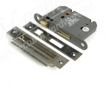3" Heavy Duty Bathroom Mortice Lock - Pewter Patina