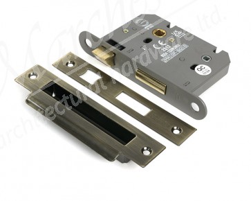 3" Heavy Duty Bathroom Mortice Lock - Aged Brass