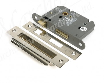 3" Heavy Duty Bathroom Mortice Lock - Polished Nickel