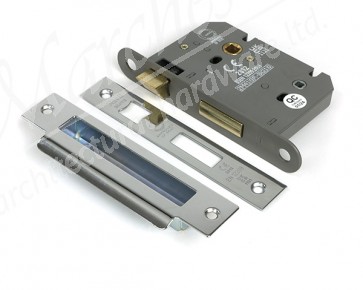 3" Heavy Duty Bathroom Mortice Lock - Polished Chrome
