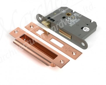 3" Heavy Duty Bathroom Mortice Lock - Polished Bronze