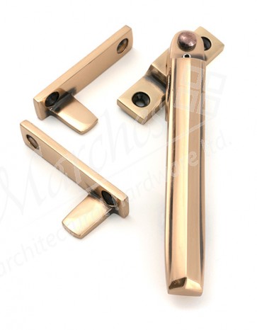 Night-Vent Locking Art Deco Fastener - Polished Bronze