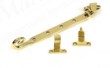 10" Monkeytail Stay (Steel Window) - Polished Brass