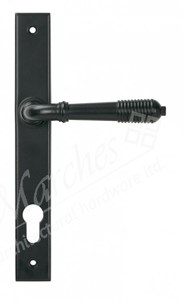 Reeded Slimline Lever Espag. Lock Set - Matt Black