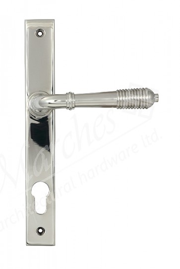Reeded Slimline Lever Espag. Lock Set - Polished Marine SS (316)