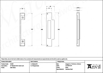 ½" Rebate Kit for Sash Lock - Various Finishes
