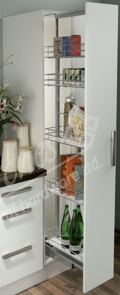 Larder unit centre mounting height adjustable 1950 2200 mm for 300 600 mm cabinet width Pull out larder units Kitchen fittings and accessories Kitchens Bedrooms Bathrooms Hafele Marches Architectural ...