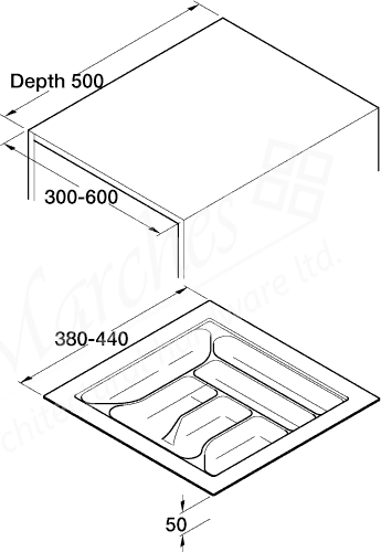 Cutlery Insert 400mm Cream-white