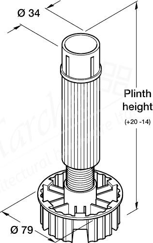 Adj Plinth Leg 100mm Black