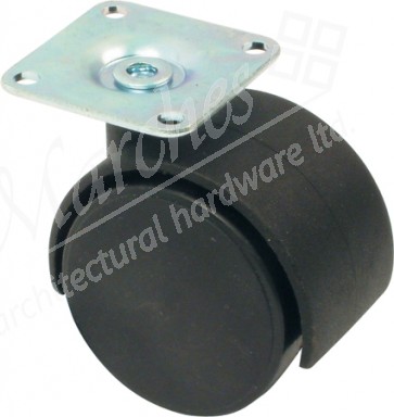 Twin wheel castors, plate fixing, hooded