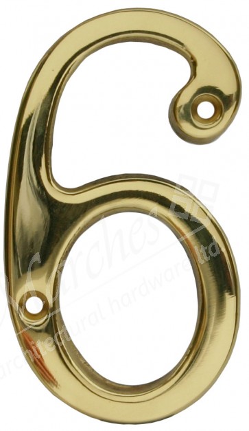 Numeral 6 or 9 Polished Brass