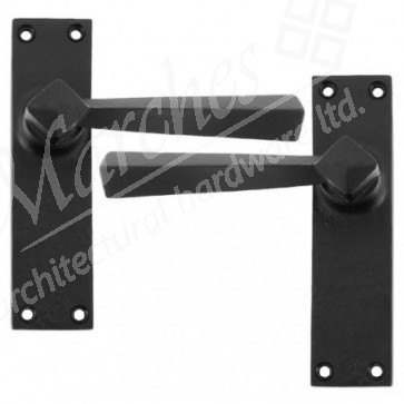 Straight Lever Latch Door Handle Set - Black 