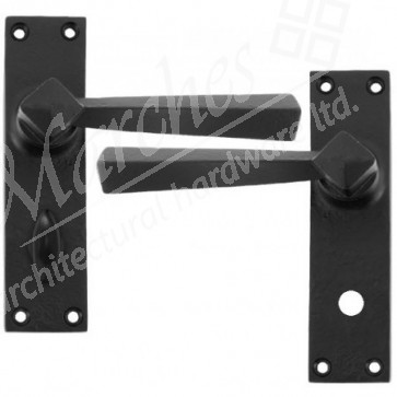 Straight Lever Bathroom Door Handle Set - Black 