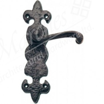 Fleur De Lys Lever Latch - Black Antique