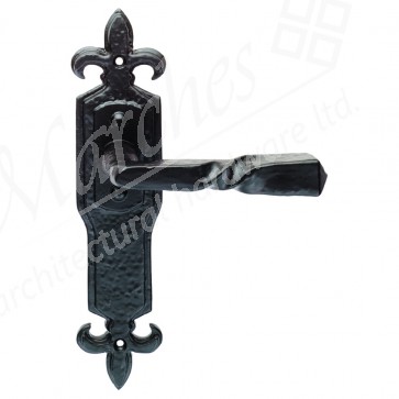 Barley Twist On Gothic Backplate Lever Lock Set - Black