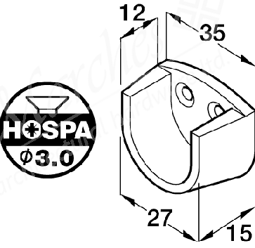 W/robe Rail (Round) End Supp 20mm White