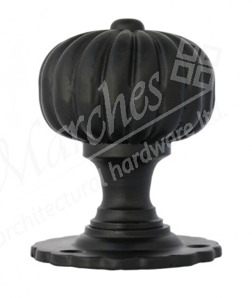 Flower Mortice Knob Set - Black