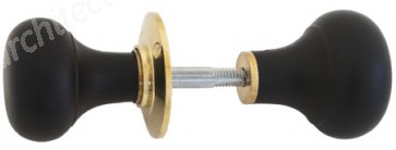 Ebony Bun Mortice/Rim Knob Sets - Polished Brass Roses