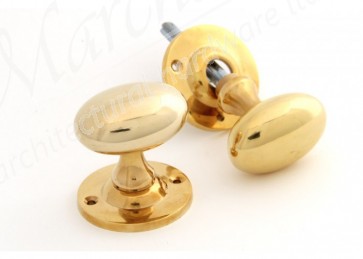 Oval Mortice/Rim Knob Set - Polished Brass 