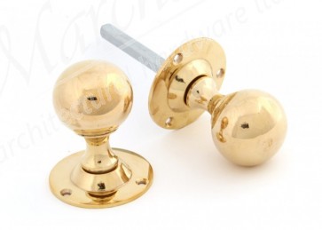 Ball Mortice Knob Set - Polished Brass