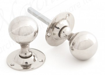 Ball Mortice Knob Set - Polished Nickel