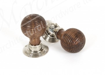 Rosewood Beehive Mortice/Rim Knob Sets - Polished Nickel Roses