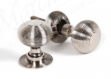 Heavy Beehive Mortice/Rim Knobs - Polished Nickel 