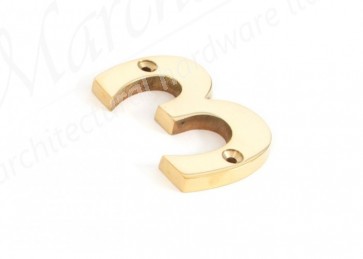 Polished Brass Numeral 3