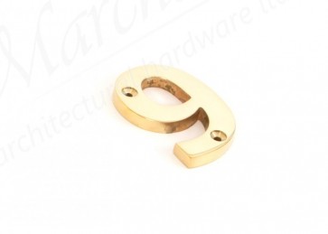 Polished Brass Numeral 9