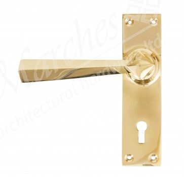 Straight Door Handle Set - Brass