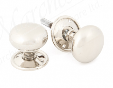 Small Mushroom Mortice/Rim Knob Sets - Polished Nickel