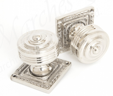 Tewkesbury Square Mortice Knob Set - Polished Nickel 