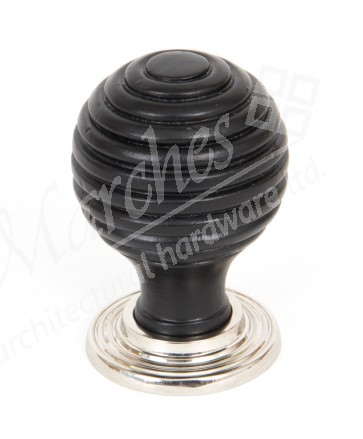 Ebony and Polished Nickel Beehive Cabinet Knob