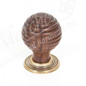 Rosewood and Antique Brass Beehive Cabinet Knob